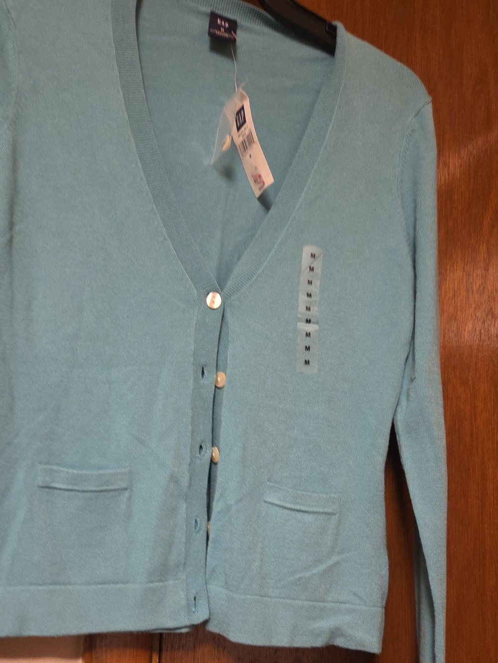 GAP Women’s Light Aqua V-Neck Button Cardigan